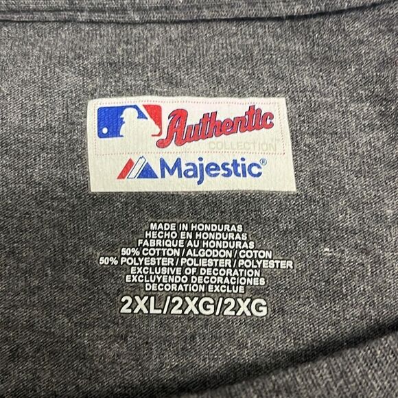 Authentic Majestic Heather Grey Philadelphia Phillies Long Sleeve T-Shirt- 2XL - Picture 9 of 10